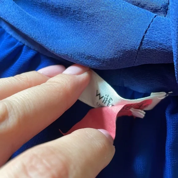 Wildred Aritzia silk 100% dress blue with fringe details - Picture 9 of 11